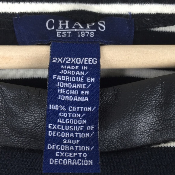 Chaps 2x plus striped mid-sleeve blouse black xxl - Picture 4 of 6